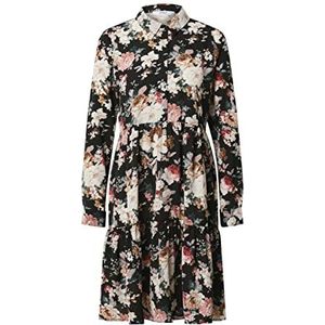 ONLY Onllarry L/S Short Shirt Dress Ptm Jurk Blouse Dames, Zwart/roze: grote bloem