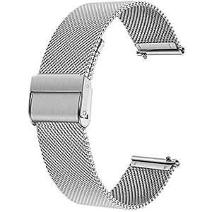 Deolven Metalen horlogebandje met gespsluiting; Milanees horlogebandje voor dames en heren; voor horloges en smartwatches; 14 mm; zilverkleurig, 14 mm