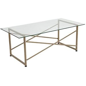 Flash Furniture Bijzettafels transparant/goud mat, 120 x 59,7 x 47 cm (B x D x H)