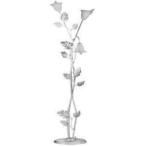 ONLI - Marilena vloerlamp met 3 lampjes in zilver wit gelakt metaal. Witte glazen lampenkap. Handgemaakt product in Italië. 50 x H 180 cm