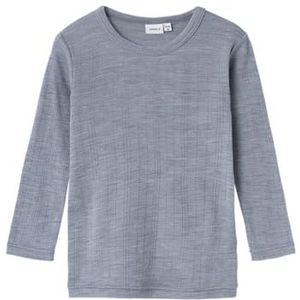 NAME IT Nmmwang Wool Needle Ls Top Solid Noos T-shirt à manches longues pour garçon, gris, 98