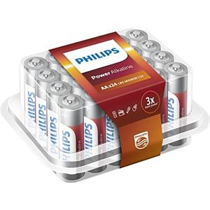 Philips LR6P24P - Power Alkaline Alkaline 1,5 V batterij niet oplaadbaar - batterijen (alkalino, Cilíndrico, 1,5 V, 24 stuks (s), AA, CD (Cadmium), HG (kwik), PB (Plum))