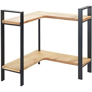 WENKO Keukenhoekrek Lou, elegant metalen keukenrek voor het aanrecht met planken van bamboe, twee etages voor meer opbergruimte in de keuken, (B × H × D): 30 × 33 × 30 cm, zwart/lichtbruin