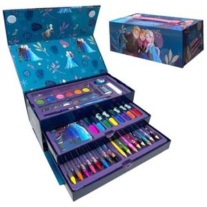 Frozen Disney kleurkoffer voor kinderen, 52 stuks, kleur en schrijfwaren, doos met laden, teken- en schilderset