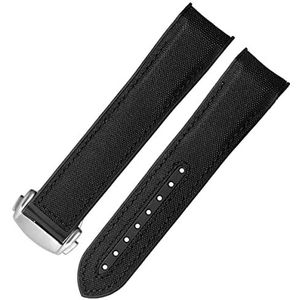 FOUUA Horlogeband voor Omega 20 mm 22 mm, armband van siliconen en vouwbaar canvas, past zich aan de reservetechnologie van de Omega [SpeedMaster] [Seamaster] [de stad], 20 mm
