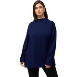 Ulla Popken Sweatshirt Structuur Trainingspak voor dames, Titanium/Blauw