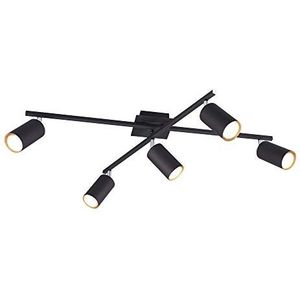 Trio Leuchten Marley plafondlamp, 5 lampen, metaal, matzwart, 612400532