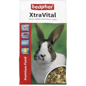 Beaphar Xtravital Konijn 1 kg, konijnenvoer, vitaminen en mineralen, rijk aan eiwitten en vetarm, 1 kg