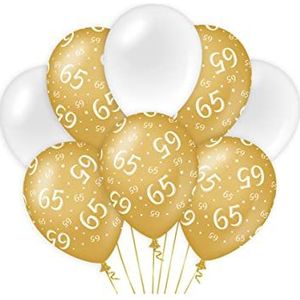 Verjaardagsballonnen, goud/wit, 65 stuks