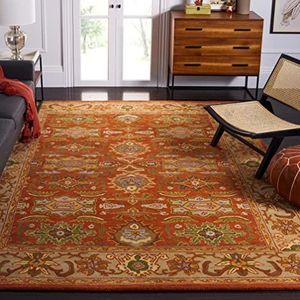 Safavieh Traditioneel tapijt, handgetuft, wol, vierkant, van roest, rood/beige, 182 x 182 cm