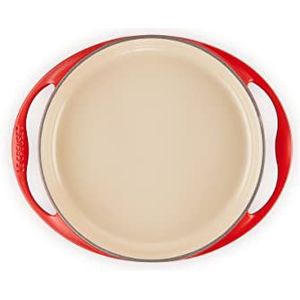 Le Creuset geëmailleerde gietijzeren braadpan in ronde tatinvorm, 28 cm, 2,6 liter, kersenrood