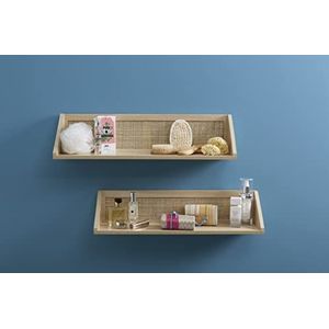 House & Homestyle Rotan wandrek, set van 2, lichte houtlook, plank voor slaapkamer, badkamer, woonkamer of thuiskantoor, naturel (60 x 10 cm)