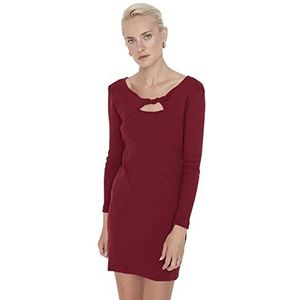 Trendyol Gebreide mini-jurk voor dames, bordeaux, S, Bordeaux