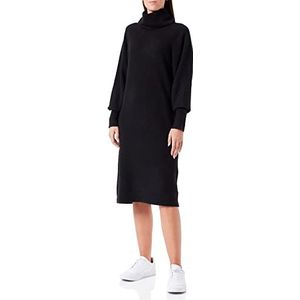 BOSS Dames C Folibia jurk pullover relaxed fit met oversized kraag, zwart, M, zwart.