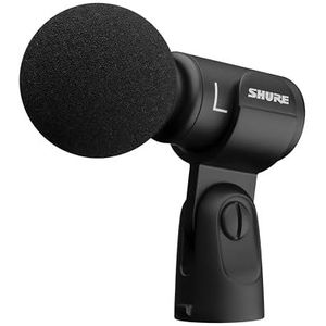 Shure MV88+ Stereo USB Microfoon - Condensatormicrofoon voor streaming en geluidsopnamen, compatibel met Mac en Windows, realtime monitoruitgang voor de koptelefoon, reisvriendelijk - Zwart