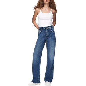 LTB Jeans Femme Danica L - Wide High Rise Basic 5 poches Dark Wash Bleu en coton - Taille W30L34, bleu, 30W / 34L