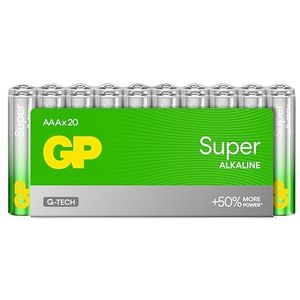 AAA batterijen - 20 stuks | GP Super | Stilo AAA alkaline batterijen 1,5 V/LR03 - lange levensduur