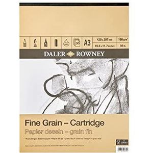 Daler-Rowney tekenpapier, fijne korrel, licht gestructureerd, 160 g/m², 44,5 kg, gelijmd blok, 1 zijdig, patroon, A3, ca. 11,7 x 16,5 inch - 29,7 x 42 cm, wit, 30 vellen