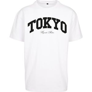 Mister Tee Upscale Tokyo College T-shirt imprimé surdimensionné pour homme Coupe ample Streetwear, Blanc., XXL