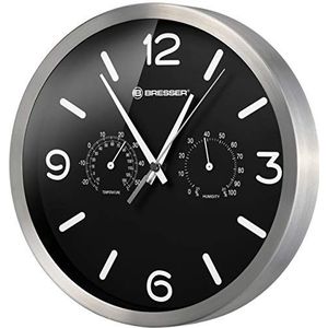 Bresser Wandklok -  Mytime Aluminium  - Zwart - Ø25 CM