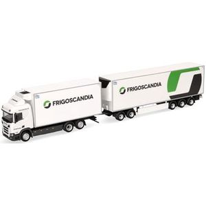 herpa Model vrachtwagen Scania CR20 ND Koeloplegger Frigoscandia (Zweden/Helsingborg), miniatuur op schaal 1:87, verzamelstuk, gemaakt in Duitsland, kunststof