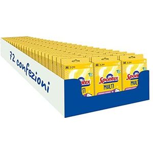 Spontex Casalinghi Multikarton, handschoenen van natuurlijk rubber, maat S, geel, ideaal voor het werk, doos met 72 verpakkingen