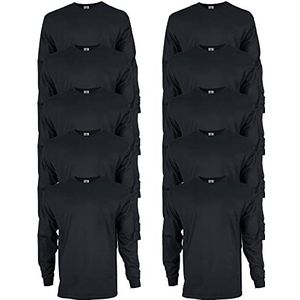 Gildan T-shirt met lange mouwen van katoen in G2400-stijl voor heren (3 stuks), zwart.