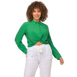 Ulla Popken Hemdbluse korte blouse met knoopdetail voor dames, Grasgroen