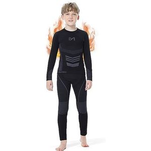 MeetHoo Thermisch ondergoed voor jongens met lange mouwen, grijs/02, S/130-140 cm, Grijs-02