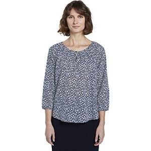 TOM TAILOR dames blouse carmen, 23205 - Navy Small Leo Design