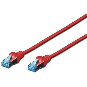 DIGITUS Cat5e LAN-kabel, 0,5 m, RJ45, netwerkkabel, SF/UTP afgeschermd, Cat-6 & Cat-6A, rood