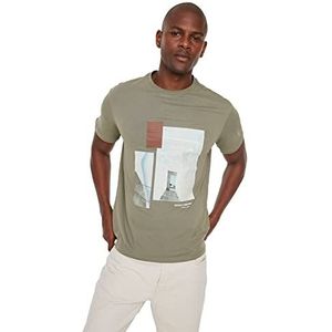 Trendyol Khaki-snit, recht, korte mouwen, heren T-shirt, Khaki (stad)