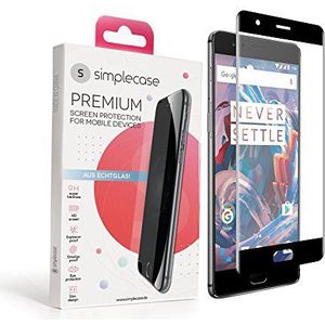 Simplecase Pantserglas compatibel met OnePlus 5 | Full Screen Protector | 100% dekking | Optimale bescherming | Extra 9H hardheid | Zwart | 1 stuk