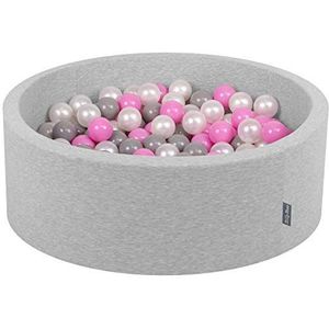 KiddyMoon ballenbad 90 x 30 cm, diameter: 7 cm kleurrijke ballenbad baby ballenbad rond lichtgrijs: parelgrijs/roze