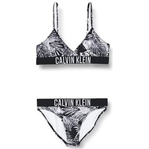 Calvin Klein Overig meisje gekruiste driehoek bikini set, Ip Palm Collage Aop Zwart