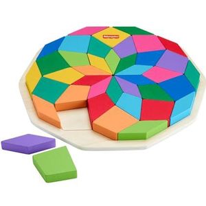 Fisher-Price HXT94 Houten voorschoolse speelgoed met geometrisch mandala-patroon, houten puzzel, 40 stuks, voor kinderen vanaf 3 jaar