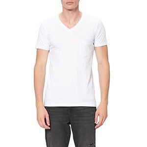 Urban Classics T-shirt met V-hals voor heren met zakken, Wit.