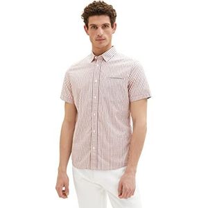 TOM TAILOR 1036223 Slim overhemd met korte mouwen voor heren (1 stuk), 31806 - Pink Off White Navy Check