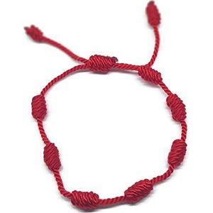 MYSTIC JEWELS By Dalia Kabbalah-armband, rood koord met 7 knopen, uniseks, verstelbaar, bescherming tegen het boze oog, geluksbrenger