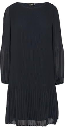 s.Oliver BLACK LABEL Robe en mousseline de soie à coupe décontractée avec plissée, bleu marine, 36
