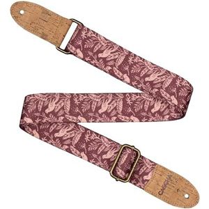 CASCHA Veganistische ukelele riem - Mauve Birds - Verstelbare en comfortabele riem van milieuvriendelijke materialen, duurzaam en elegant, past op alle ukeleles,