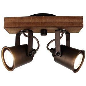 Chericoni Spot Tazza 2 lampen staal zwart met vintage hout