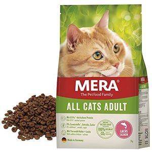 MERA Cats zalm (2 kg), graanvrij droogvoer voor volwassen katten, duurzaam voer met hoog vleesgehalte