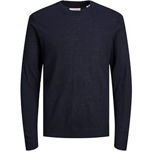 JACK & JONES Jprigor Linen Knit Crew Neck Pull en tricot pour homme, Bleu marine/détails : bleu marine, M