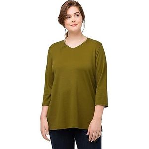 Ulla Popken T-shirt basique pour femme, Vert-jaune, 44-46/grande taille