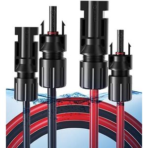 Solarsys® - 4 m verlengkabel op zonne-energie, 4 mm², met fotovoltaïsche stekker, stekker en bus, krimpbaar, zonnekabel 12 AWG Max DC 1500 V, IP68 uv-bescherming, TÜV-gecertificeerd, 4 m