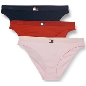 TOMMY HILFIGER Lot de 3 bikinis pour femme UW0UW05985, violet, XL, Violet (rouge primaire/L rose côtelé/bleu marine), XL