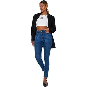 Trendyol Trendyol Slim Jeans voor dames, normale taille, damesjeans, Donkerblauw