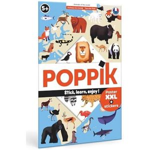 POPPIK Sticker leerposter dieren van de wereld