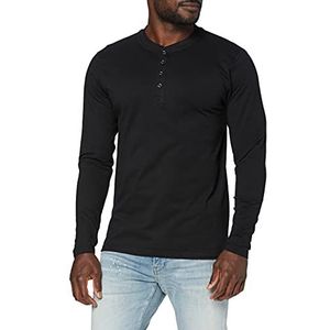 Urban Classics Henley L/s Basic Sweatshirt voor heren, zwart.